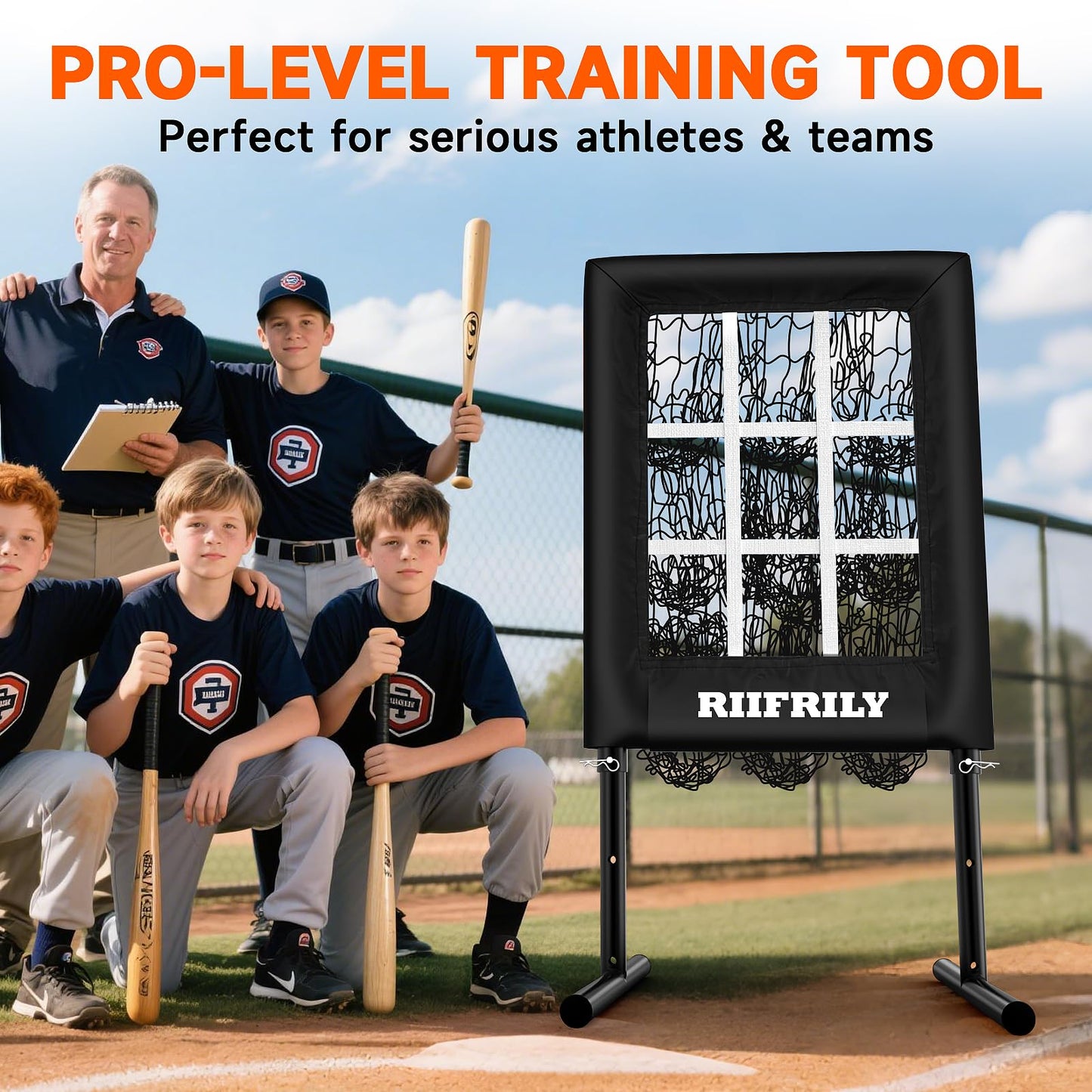 Heavy-Duty 9 Hole Baseball Pitching Net with Pitching Target Pockets, Regulation Size Strike Zone, Portable Adjustable Height Pitcher Training Equipment for Baseball/Softball Practice