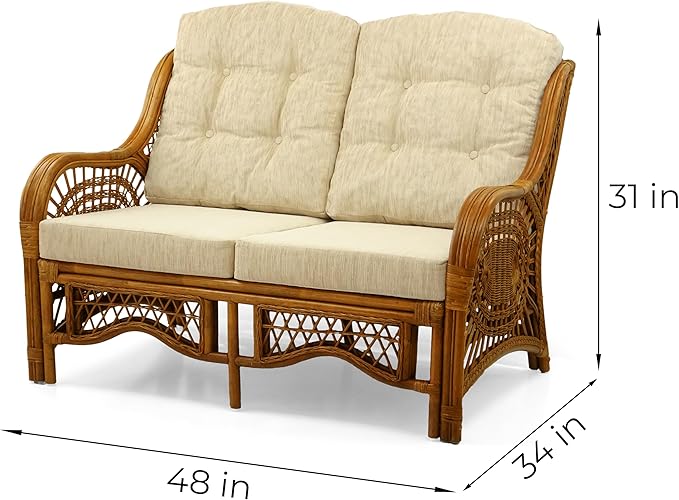 Malibu Lounge Loveseat Sofa Natural Rattan Wicker Handmade Design