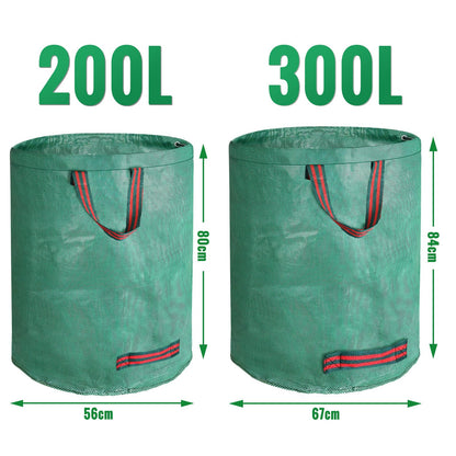 JARDILIFE Garden Waste Bags Heavy Duty 200 300 Litre 2 Pack, Reusable Garden Sacks with 1 Pair of Gardening Work Gloves, Tools Bags for Garden Waste Plant Waste Grass Leaves (200L*300L)