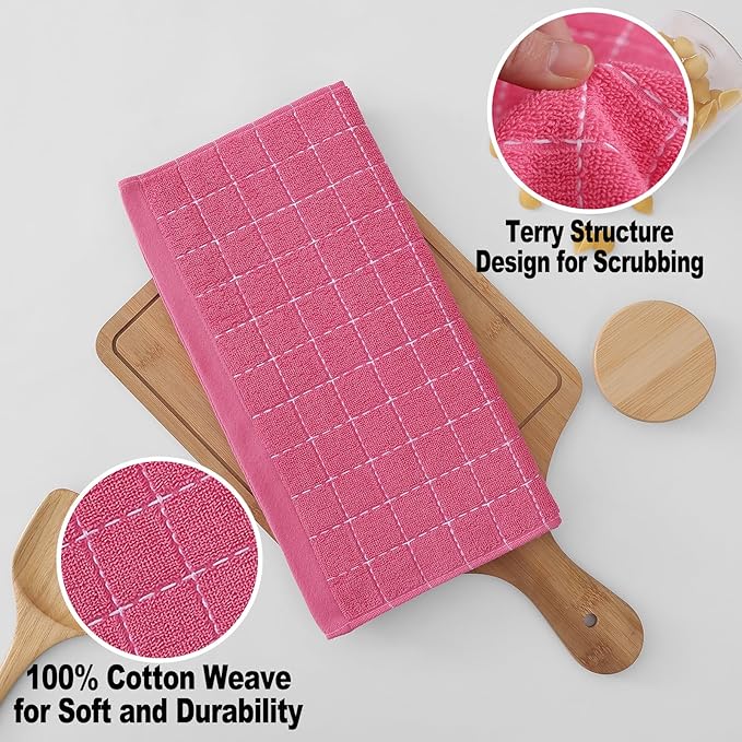 Homaxy 100% Cotton Terry Kitchen Dish Cloths, Ultra Soft and Absorbent Dish