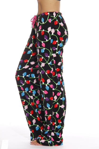 6339-10122-S Just Love Women's Plush Pajama Pants - Petite to Plus Size Pajamas,Black - Light Up,Small