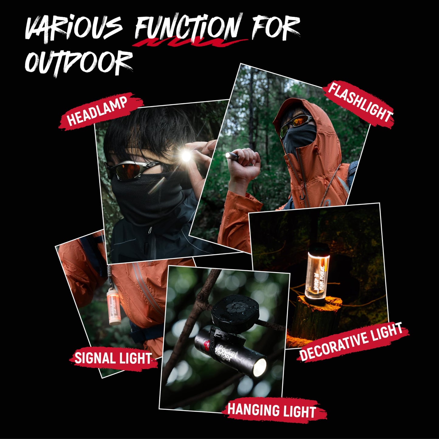 VSGO 20L Camera Backpack and 5-in-1 Rechargeable Camping Lantern Set, for Outdoor, Photography, and Emergency Use