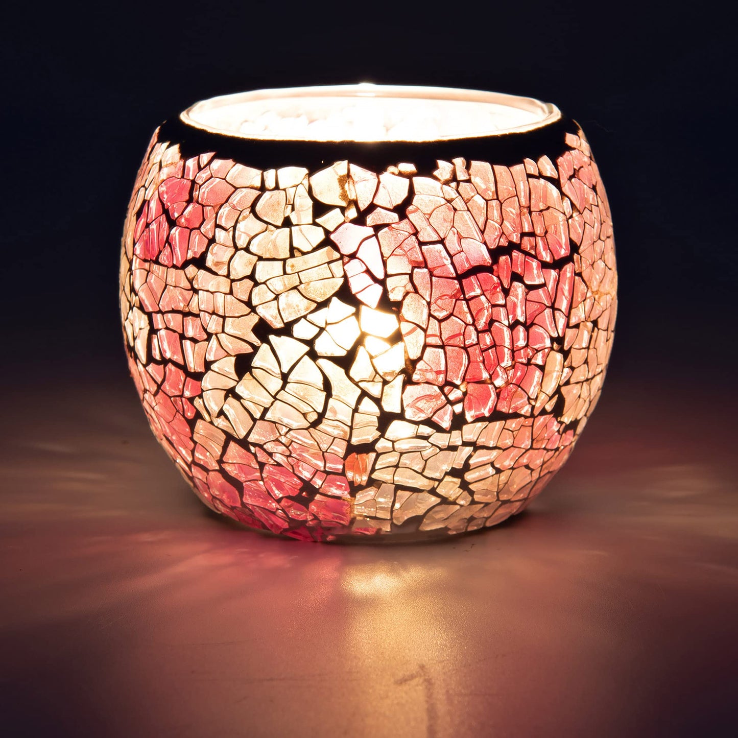 Rancco Glass Votive Candle Holder for Tealight, Romantic Mosaic Cracked Candle Holder, Candle Lamp Aromatherapy Candlescape Bowl for Valentine's Thanksgiving, Christmas Table Centerpiece, Party Decor
