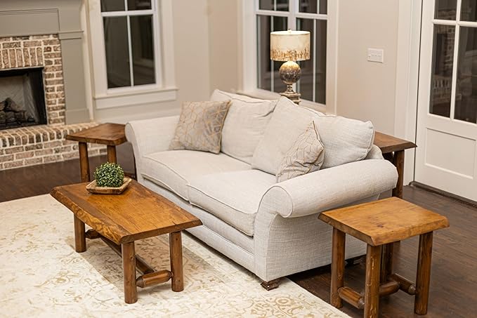 Live Edge Wood Cabin Style Log Pine and Cedar Coffee Table Living Room Decor