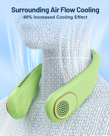 SWEETFULL Portable Neck Fan 360° Cooling Bladeless Personal Fan | No Hair Twisting - 4000mAh USB Rechargeable Wearable Fan for Travel, Birthday Gifts for Men, Women, Mom, and Dad