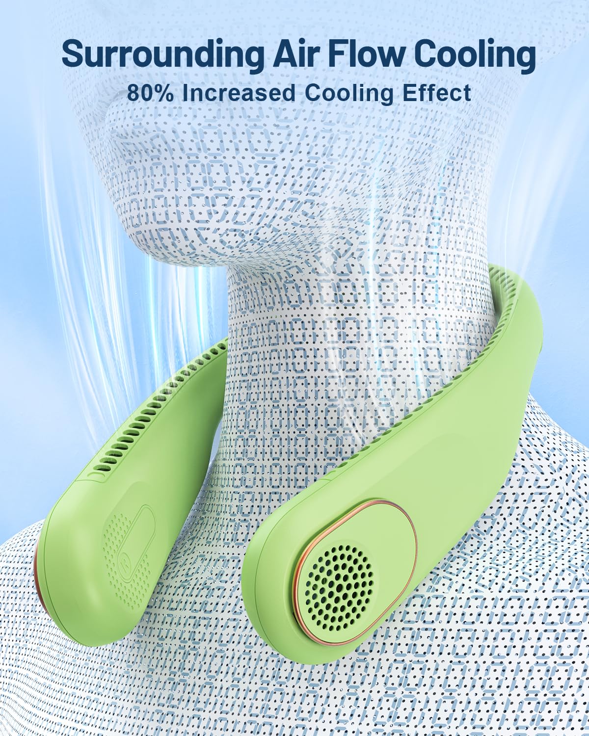 SWEETFULL Portable Neck Fan 360° Cooling Bladeless Personal Fan | No Hair Twisting - 4000mAh USB Rechargeable Wearable Fan for Travel, Birthday Gifts for Men, Women, Mom, and Dad