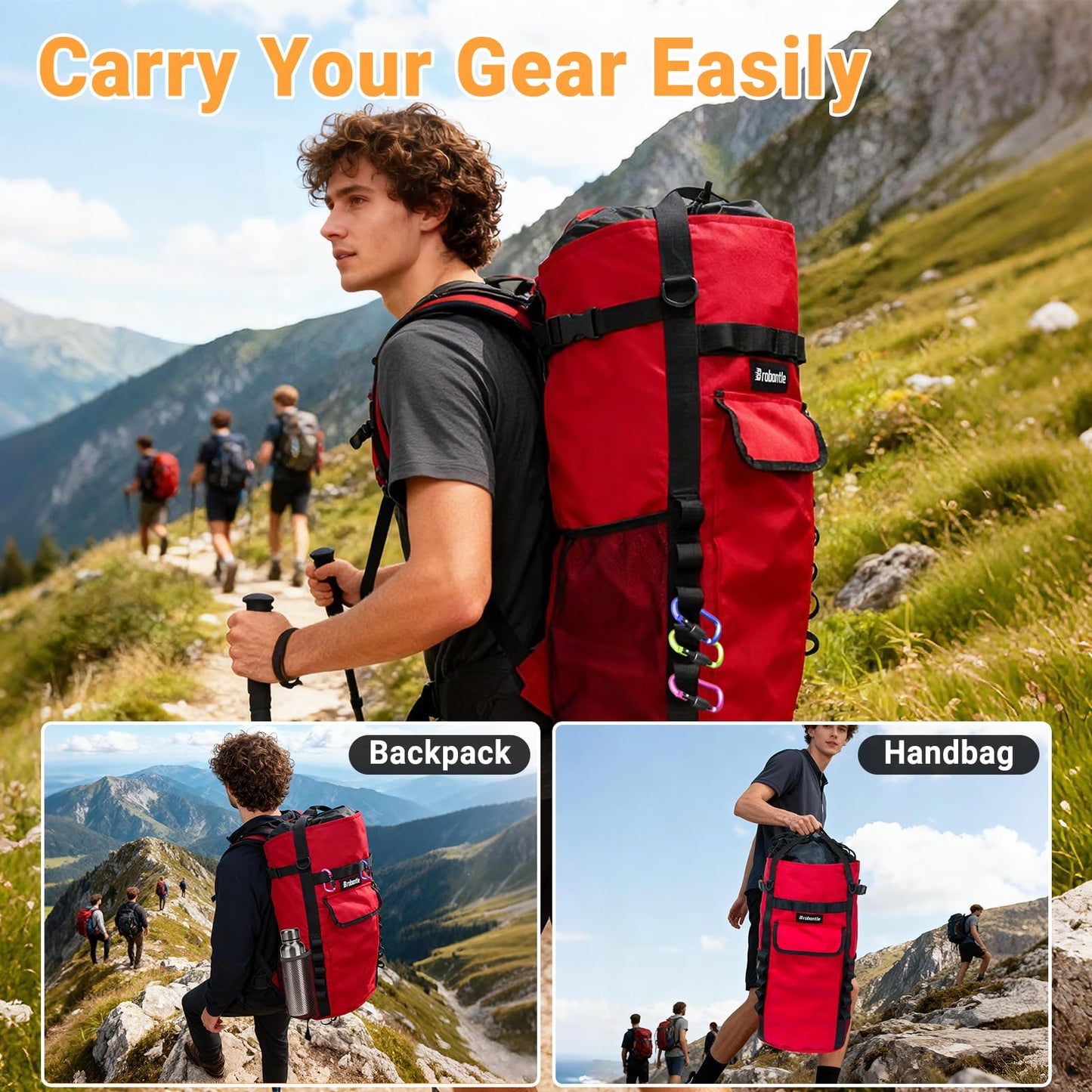Brobantle Climbing Rope Bag,Large Capacity Arborist Tree Rope Storage Bag,Waterproof Outdoor Rock Climbing Gear Bag