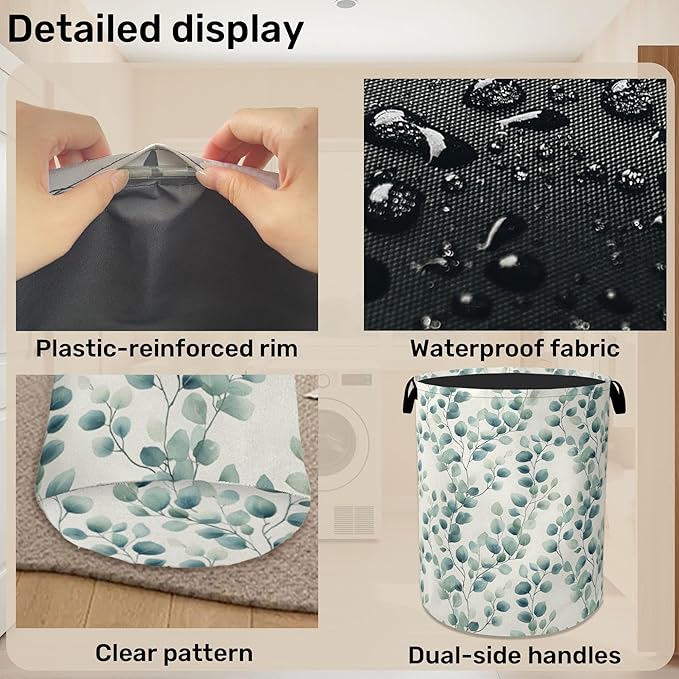 Sage Green Plant Large Clothes Hamper Bag