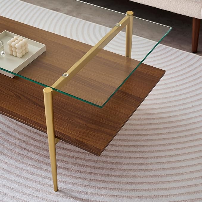 LumFurn Rectangle Coffee Table, Mid-Century Modern Design, L41 W21 x H17