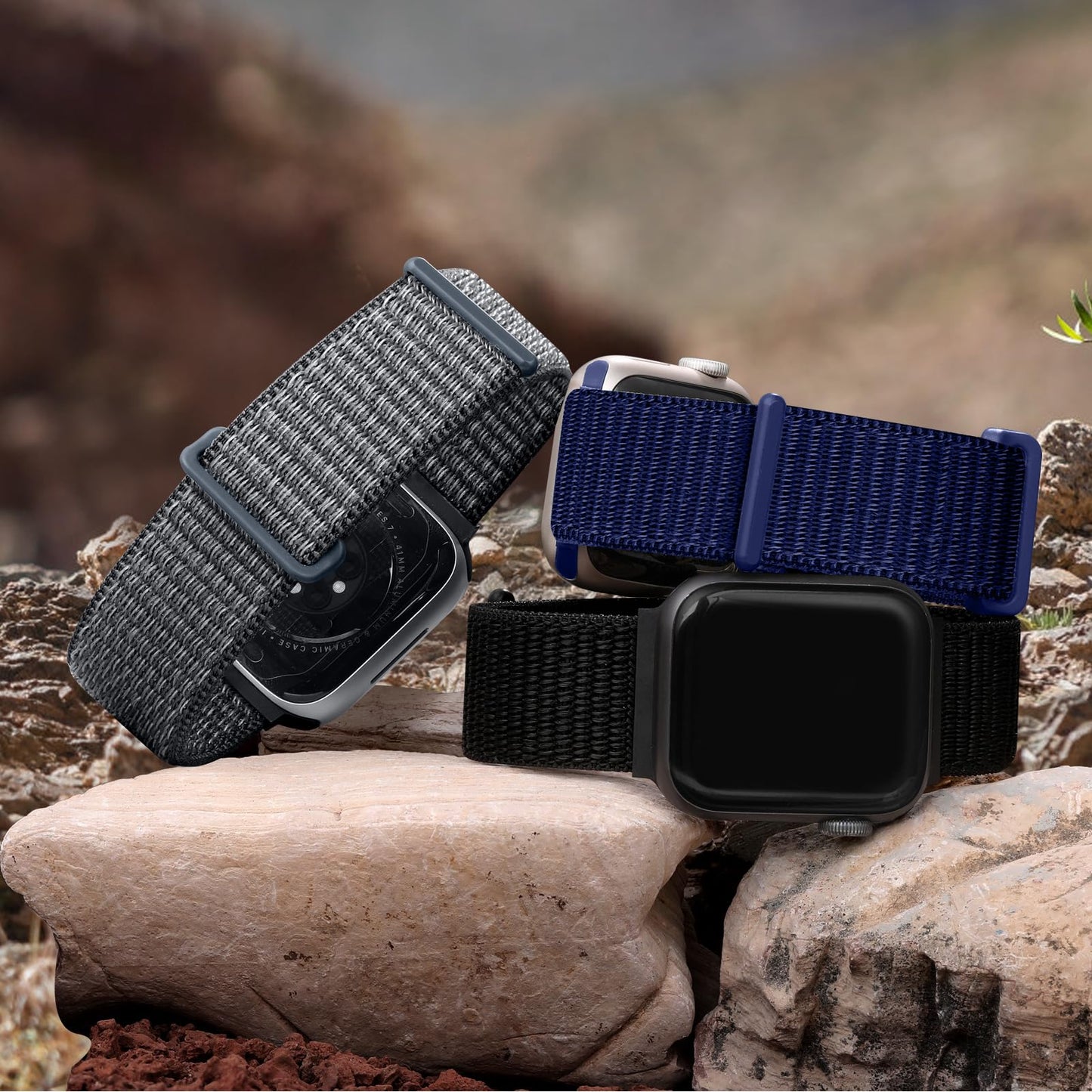 Lenrao Compatible with Apple Watch Bands for Men 40mm 38mm 41mm 42mm, Velcro Sport Stretchy Nylon Loop Braided Strap for iWatch Bands Men Series Ultra SE 10 9 8 7 6 5 4 3 2 1