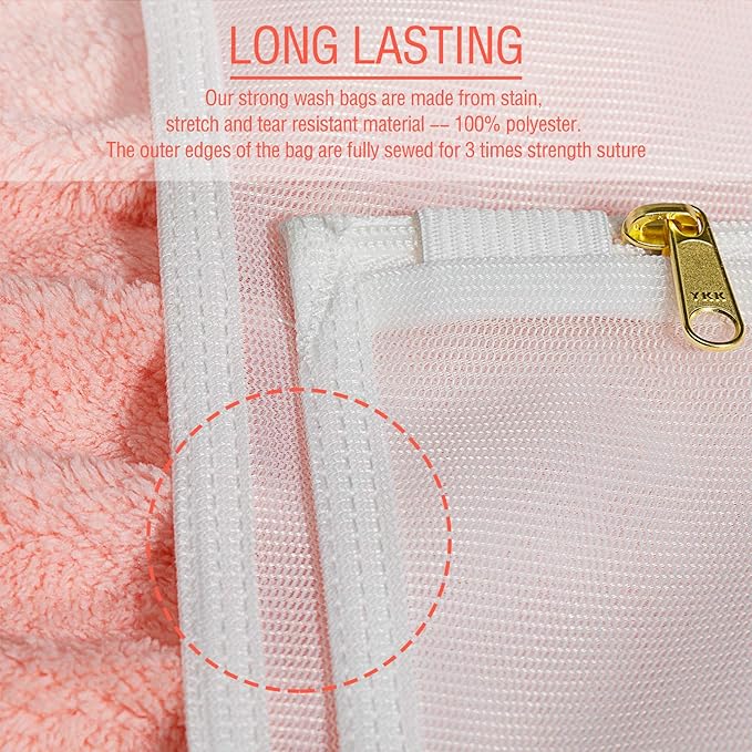 Tenrai Laundry Bag Mesh Wash Bag，Use YKK Zipper，Tote Bag Bathroom Hanging