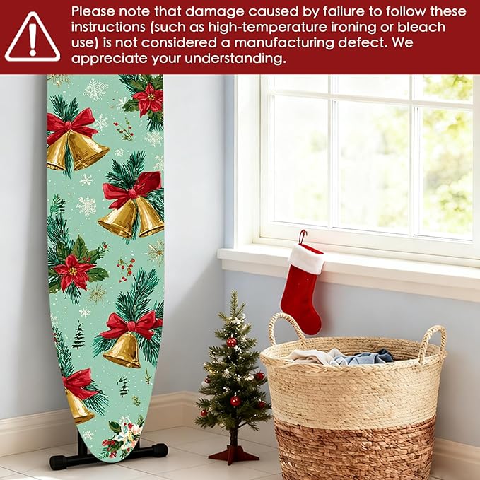 Nuxovilar Ironing Board Covers Winter Bells and Poinsettia Pattern Polyester