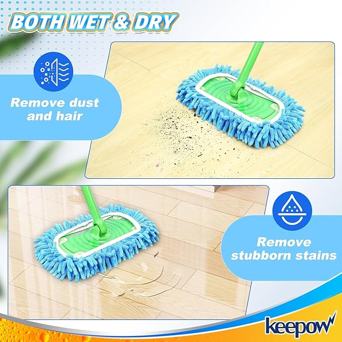 KEEPOW Reusable Microfiber Mop Pads Compatible
