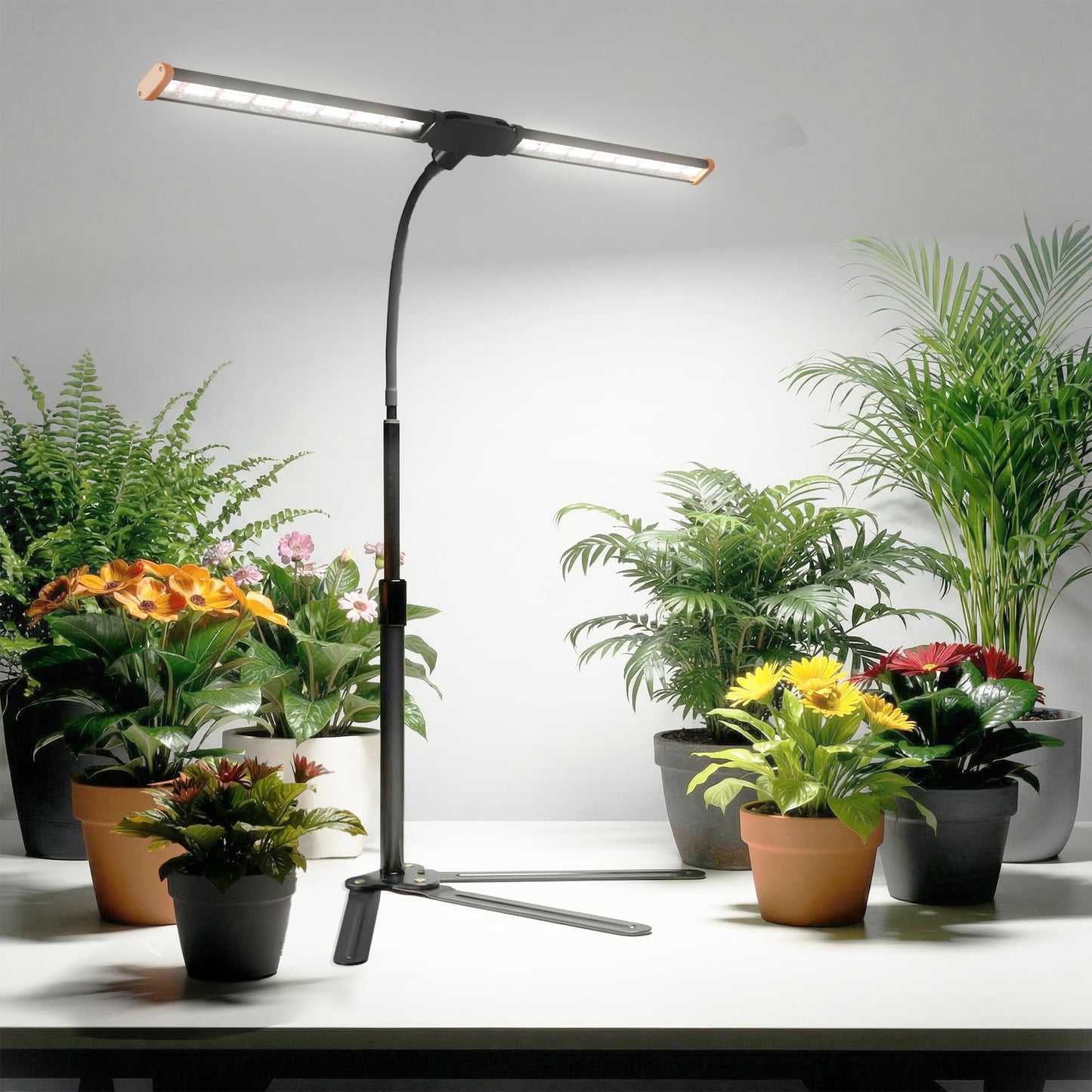 Wotime Grow Light for Indoor Plants,6000K White Sun Spectrum Growing Light Lamp with Red Blue LED for Pot Succulents Seeds, Light Strip Foldable & Height Extendable 9-25'', Auto Timer 4 8 12Hrs