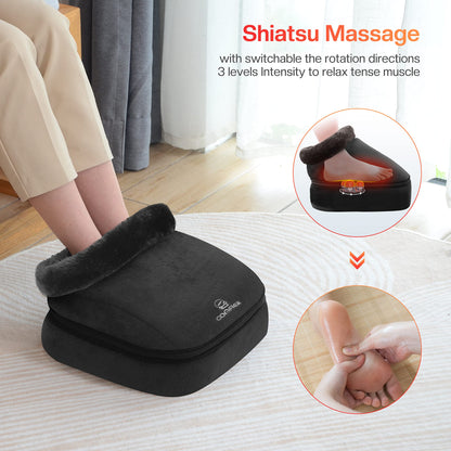 COMFIER Foot Massager with Heat, Electric Foot Warmer for Women,Men Gifts, Shiatsu Feet Massager Machine for Plantar Fasciitis,Neuropathy, 2-in-1 Foot & Back Massager, Foot Heater Fits up to 12”