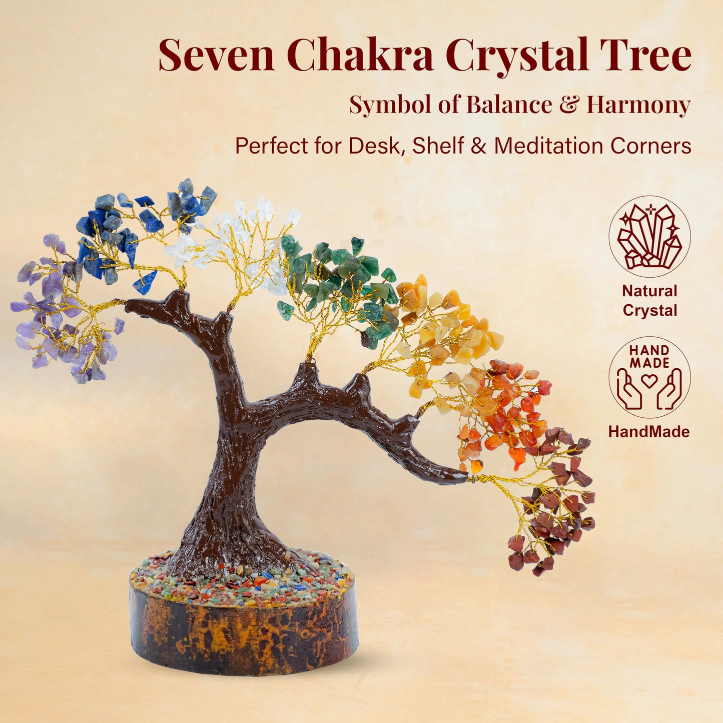 Crocon® 7 Chakra Bonsai Crystal Tree, Healing Crystals Home Decor | Spiritual Gift, Birthday Gifts Women, Mom, Sister | Housewarming Gifts New Home | Meditation Decor, Gift for Her Grandma