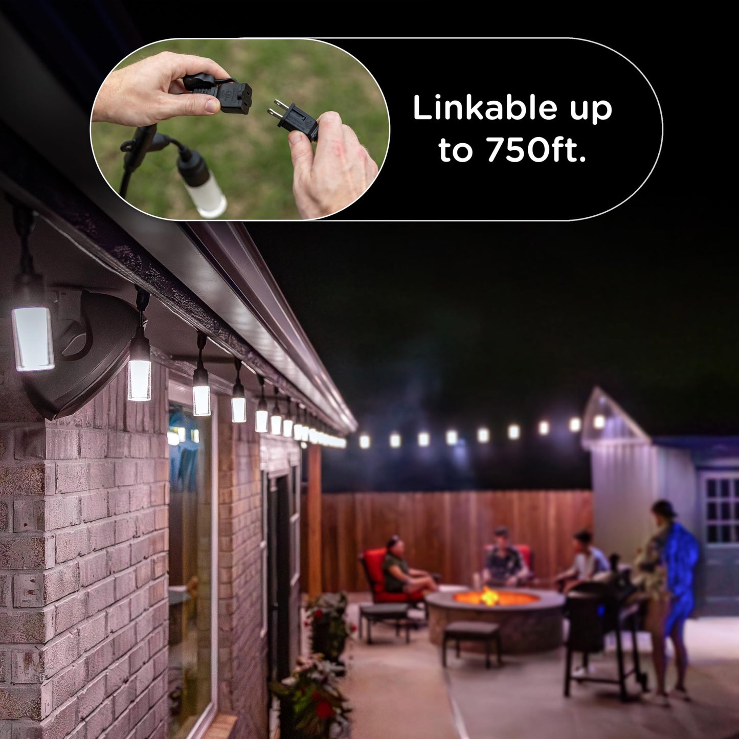 Enbrighten Modern Outdoor String Lights, 48ft, 24 Cylindrical Shatterproof Bulbs, Cool White 4000K, Weatherproof, Commercial Grade Patio Lighting, 87751