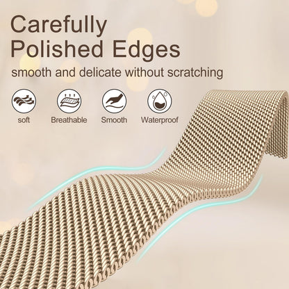 Yoohoo Milanese Loop for Apple Watch Straps 38mm 40mm 41mm 42mm 44mm 45mm 46mm 49mm Women Men,Strong Magnetic Clasp Adjustable Metal Band for iWatch Series 11 10 9 8 7 6 5 4 3 Ultra SE,Champagne Gold