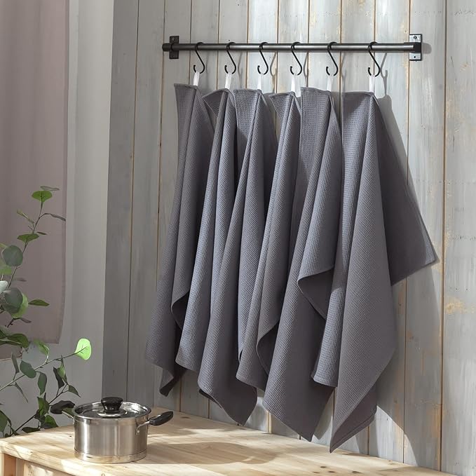 QUILTINA Dish Towels Set, 100% Cotton Waffle Weave Kitchen Towels 6 Pack