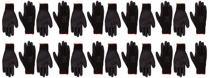 Warrior PU Coated Nylon Work Gloves,NB7/S (Size 7/Small) Black, Set of 12