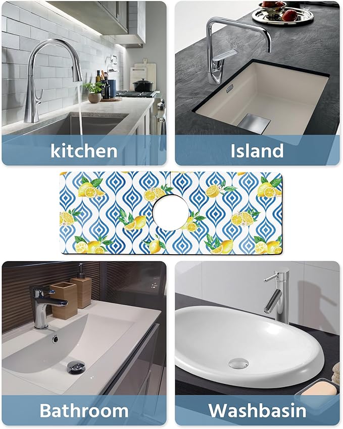 Patterned Sink Faucet Mat Kitchen Splash Guard Super Absorbent Drying Mat