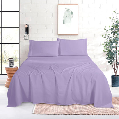 Mocassi Full Size 4-Piece Bed Sheet Set - 1800 Premium Hotel Quality Microfiber 18-24 Inches Extra Deep Pocket Fitted Sheet- Luxury Soft, Breathable, Wrinkle, and Fade Resistant, Lavender