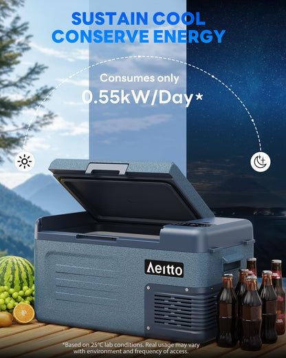 Aeitto 12 Volt Car Refrigerator 20Quart Car Fridge Freezer Electric Cooler Portable Cooler 12V Fridge RV Refrigerator -4℉-68℉ Temp Control 12/24V DC & 100-240V AC for Travel, Camping, RV, Road