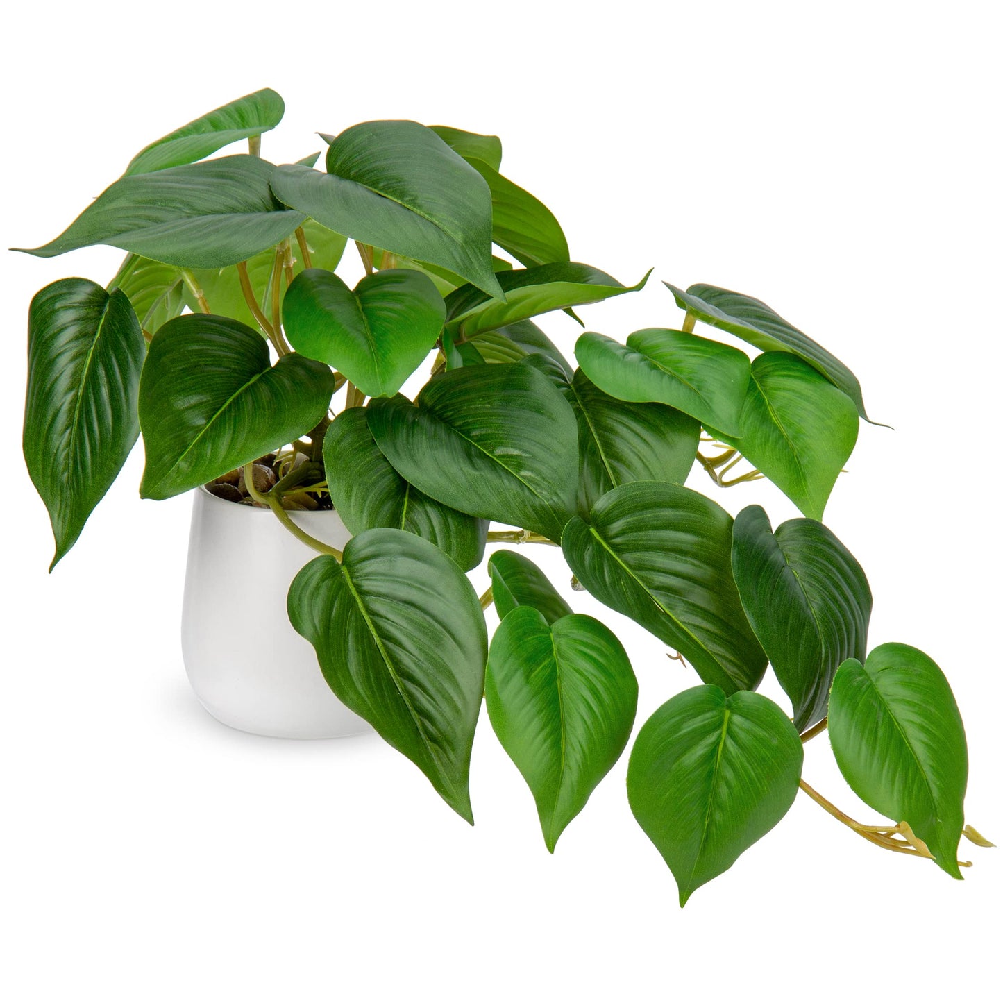 DILATATA Fake Plants Indoor 8 Inch Artificial Pothos Plant in White Ceramic Pot - Faux Potted Pothos Plant for Home Aesthetic Decor Living Room Shelf Office