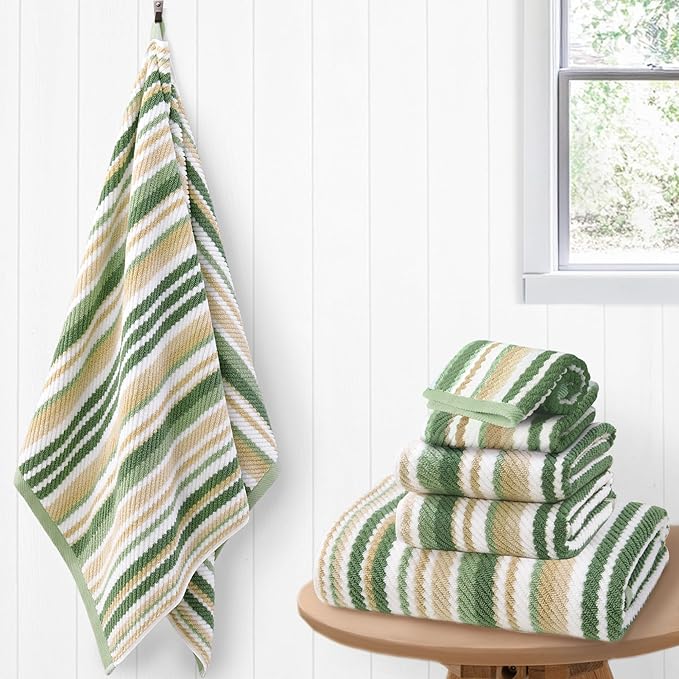 Green Striped Towels