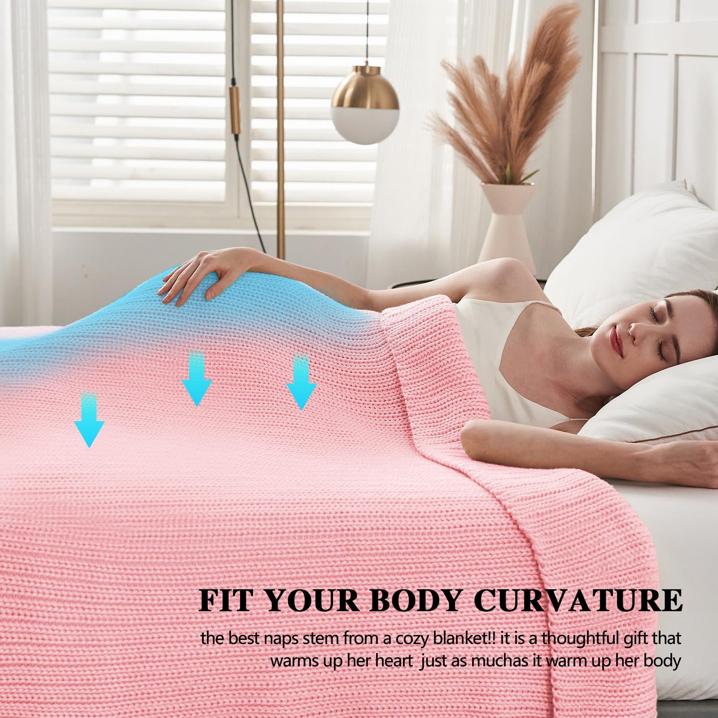 L'AGRATY Knitted Weighted Blanket - 48"x72" 15lbs Cooling Chunky Knit Heavy Blanket for Adults Braided Crochet Throw Thick Cable Yarn Knit Decorative Blanket No Beads Evenly Weighted Machine Washable