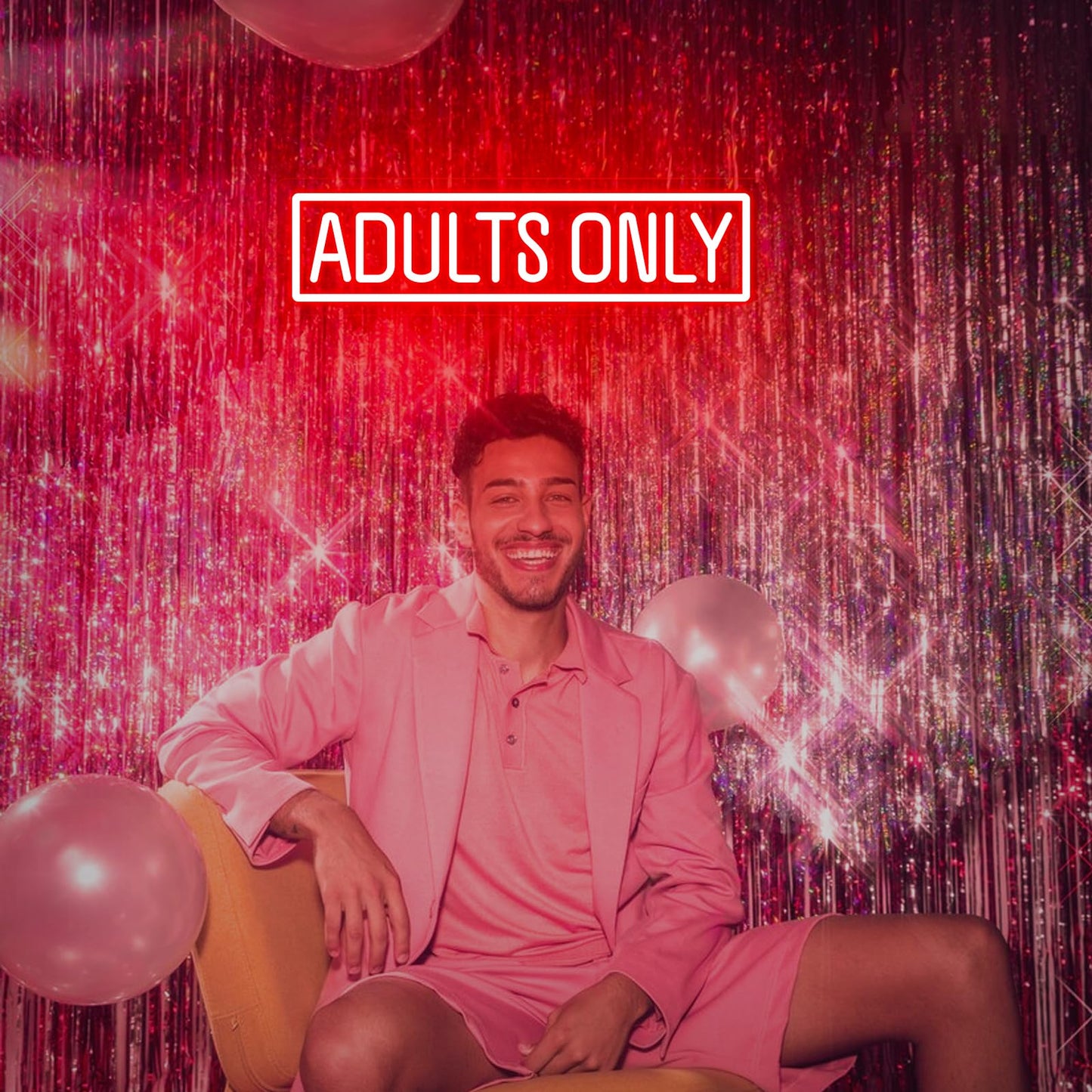Adults Only Neon Sign, Dimmable USB Powered LED Neon Lights Letter Words Signs for Bedroom Bar Man Cave Hotel Party Game Room Wall Decor