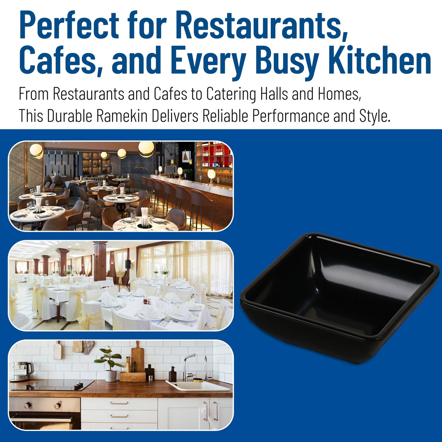Carlisle FoodService Products 086003 Melamine Single Square Ramekin, 2 oz Capacity, 1-1/2" Length x 1-3/16" Width x 1" Height, Black (Case of 48)