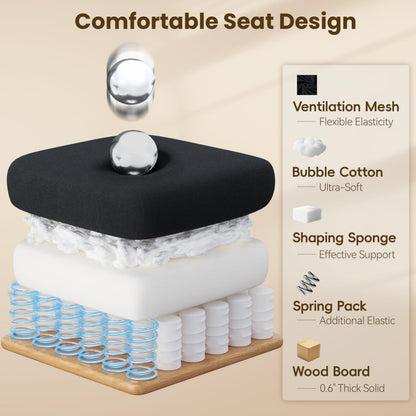 MOLENTS Ergonomic Office Chair, Mesh Computer Desk Chairs with Adjustable Lumbar Support, 3D Armrests, Tilt Function, Comfy Wide Seat, Executive Work Task Chair for Company and Home (Sponge Cushion)