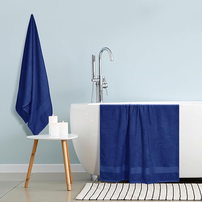 GLAMBURG Premium Cotton Oversized 2 Pack Bath Sheet 35x70-100% Pure Cotton