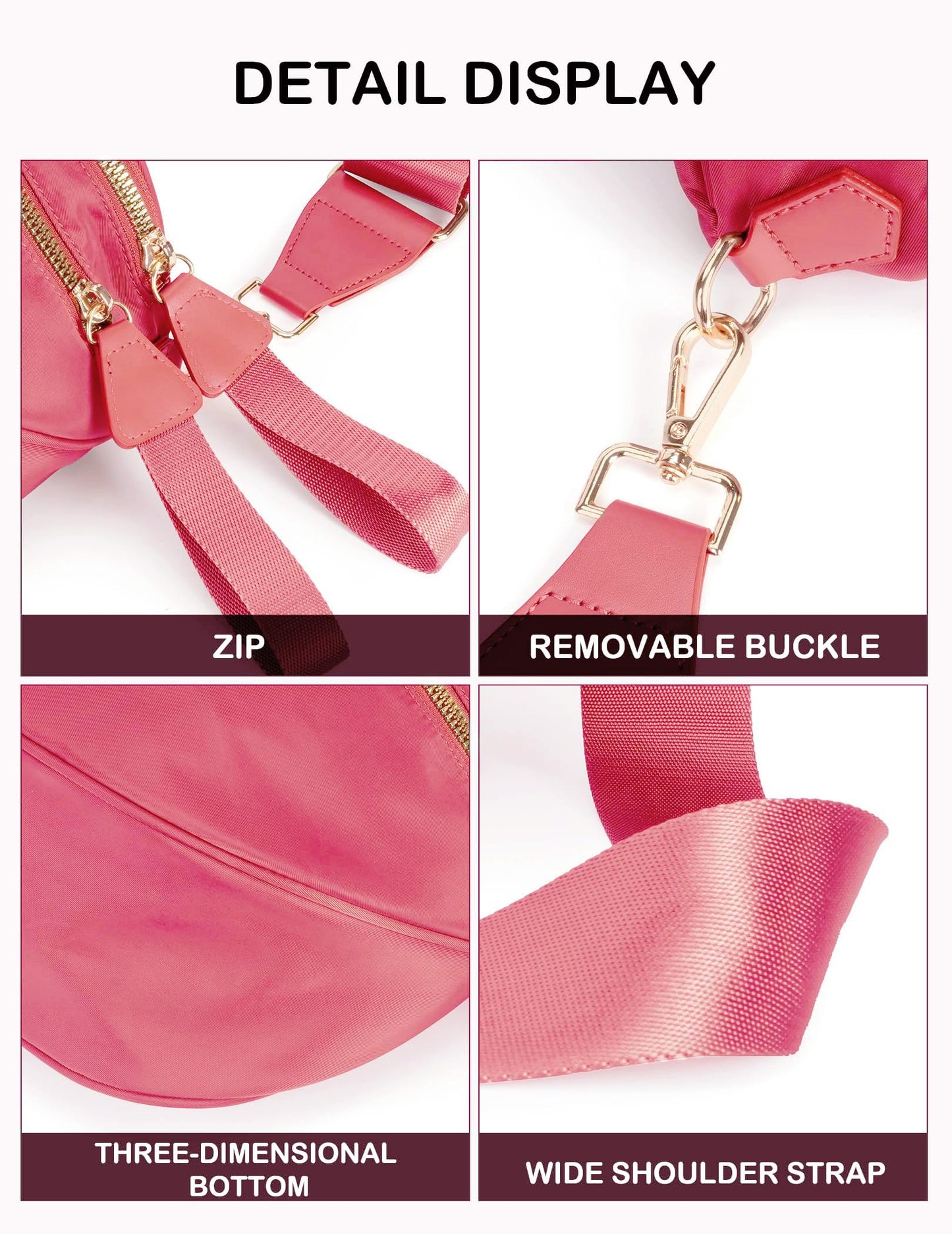 Spacious Nylon Crossbody Bag Bum Bag Handbags Wallets Purses Trendy Shoulder Bag for Women