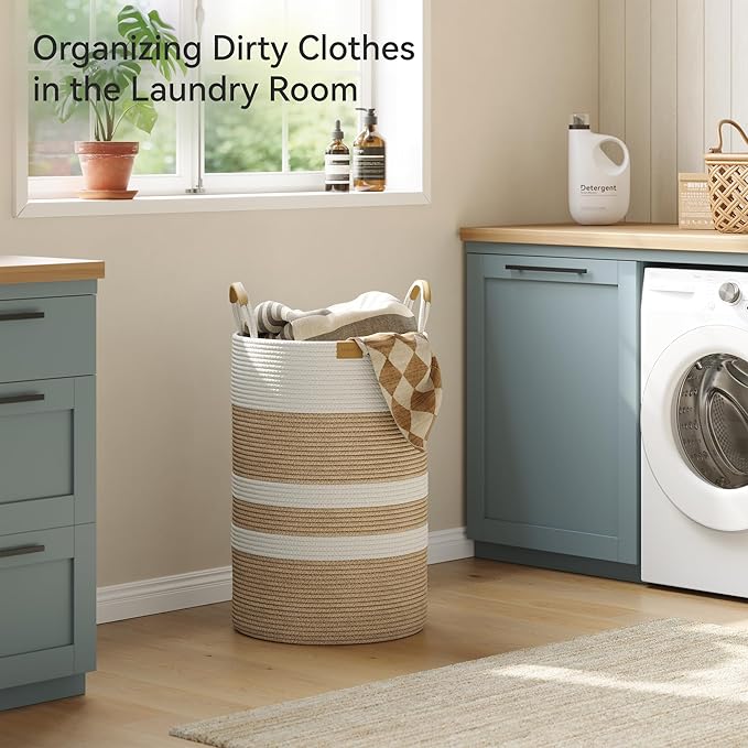 75L Striped Laundry Hamper