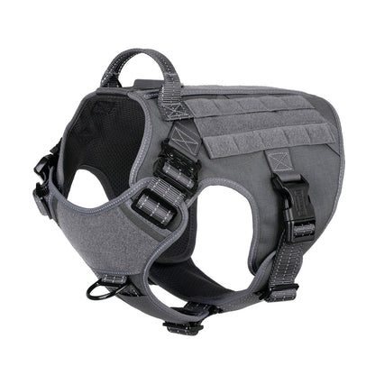ICEFANG Tactical Dog Harness,Large Size, 2X Metal Buckle,Working Dog MOLLE Vest with Handle,No Pulling Front Leash Clip,Hook and Loop Panel