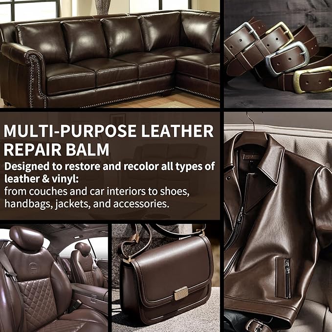 Leather Recoloring Balm and Scratch Repair Kit, Dark Brown Leather Restorer