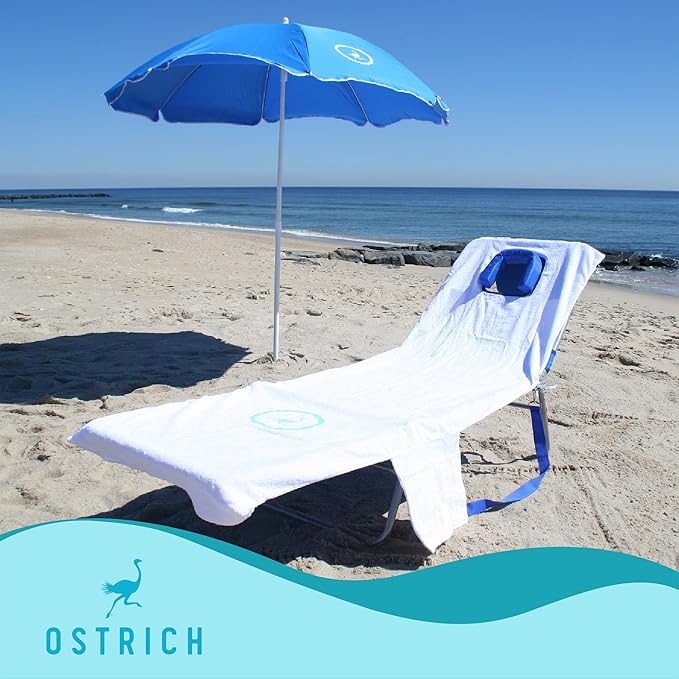 Ostrich The Original Chaise 72 x 22 Inch Lounge Portable Reclining Lounger, Outdoor Patio, Beach, Lawn, Camping, or Pool Tanning Chair, Red
