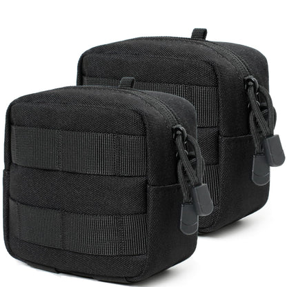 2 Pack Mini Tactical Molle Compact Ammo Pouch - General Purpose Admin Pouches Small Admin Molle Pouches EDC Tool GP Pouch Bag Horizontal Utility Multi-Purpose Waist Belt Bag(Black)