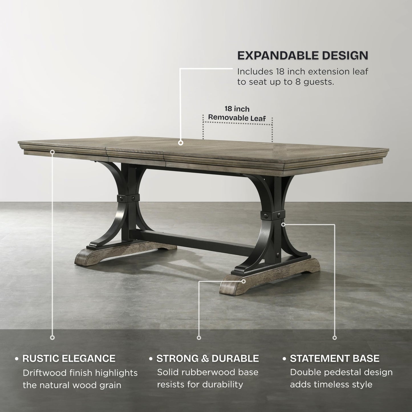 Roundhill Furniture Birmingham Dining Set, One Size, Driftwood Finish