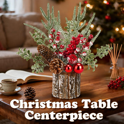 Shaxcoq Christmas Centerpieces for Tables – Tabletop Christmas Decorations with Pine, Cones & Berries – Indoor Holiday Decors for Home, Office, Kitchen or Fireplace Mantel