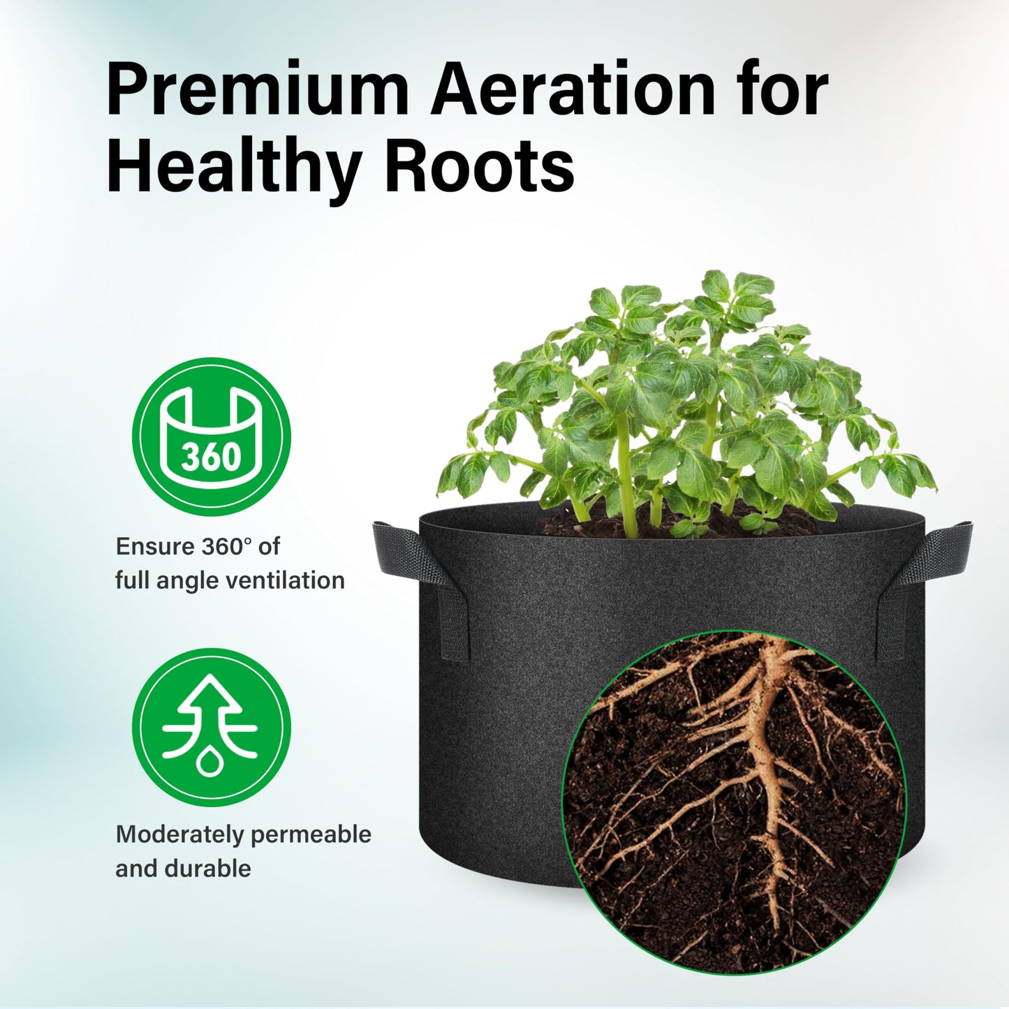YSSOA 5-Pack 7 Gallon Grow Bags, Aeration Nonwoven Fabric Plant Pots with Handles, Heavy Duty Gardening Planter for Potato, Tomato, Vegetable and Fruits, Black 2024 Version