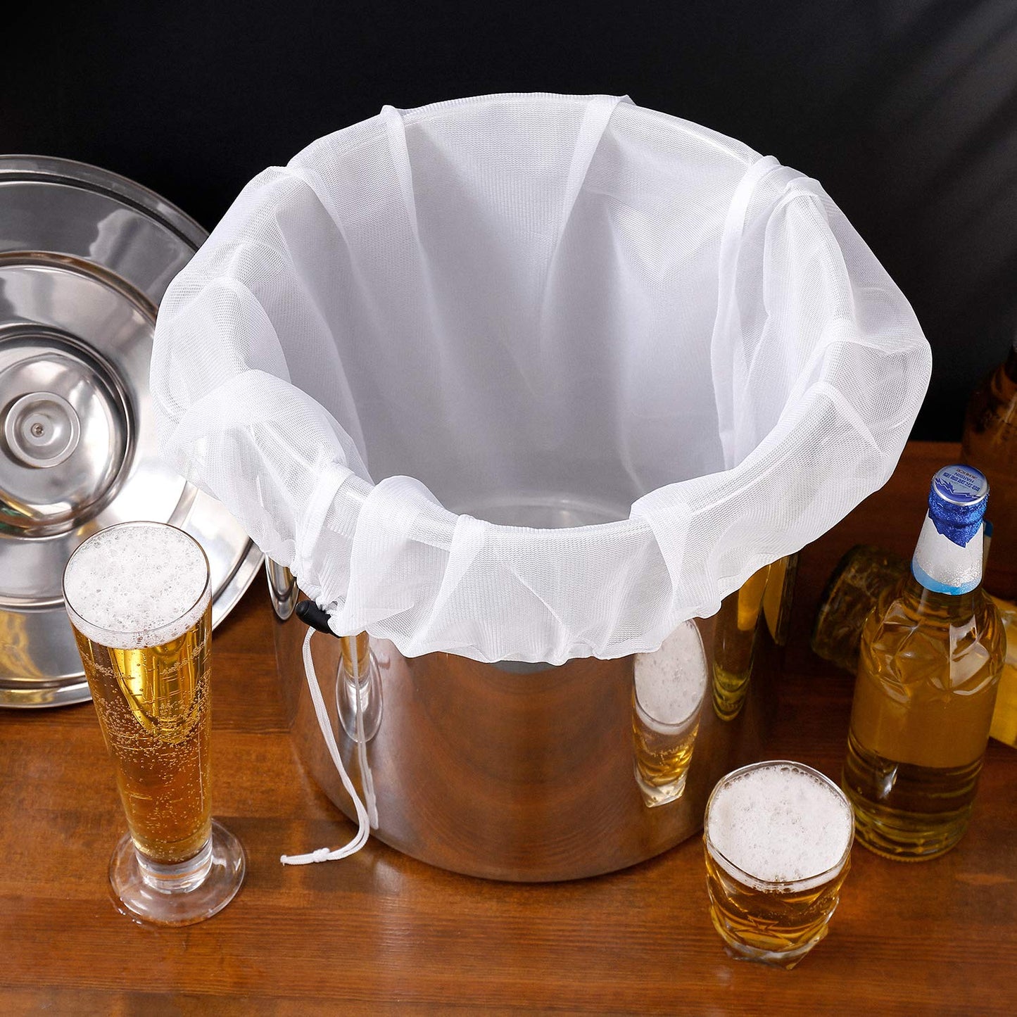 Era Natural Extra Large Brew Bags Reusable, 3 Pack 26"x22" Fine Mesh Strainer Bag for Home Brewing Hops Grains Fruit Cider Apple Grape Wine Beer Making Press Drawstring Straining Brew in a Bag