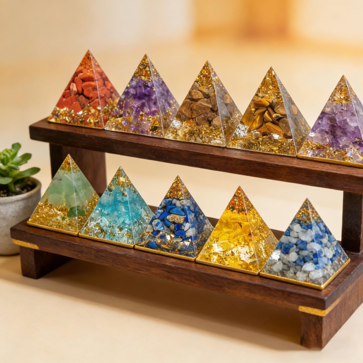AierCrystal (1.18inch-12pcs Natural Healing Crystal Pyramid Set —Feng Shui Home Decoration, Chakra Balancing Purification, Energy Healing Meditation Tool, Home Ornament(3cm Pyramid 12pcs Set)