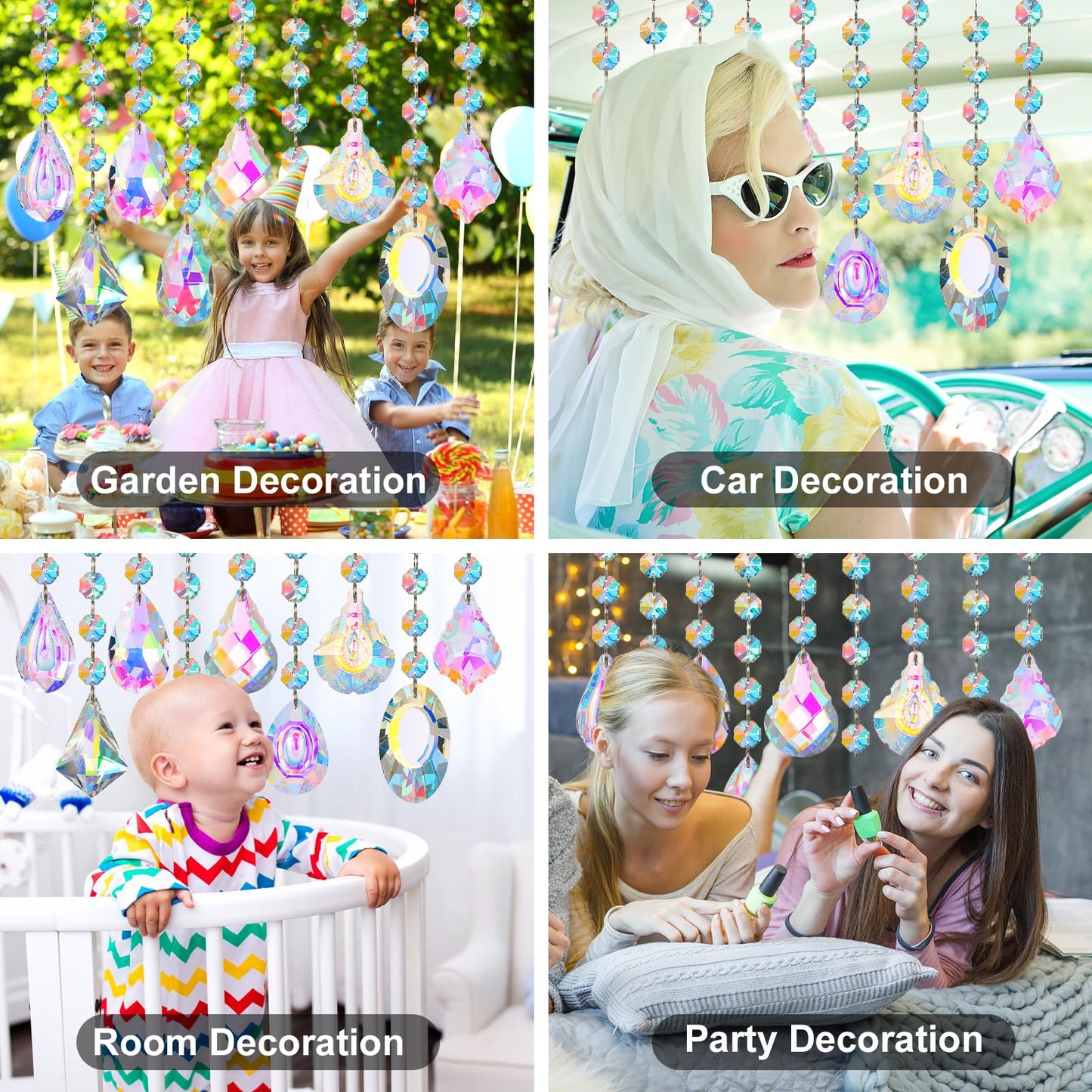 XINRUI Crystal Sun Catcher, 9 Pack Hanging Ornament Crystals Balls Prism Rainbow Maker for Home, Office, Garden Decoration, Window Decorations Decor(Crystal)