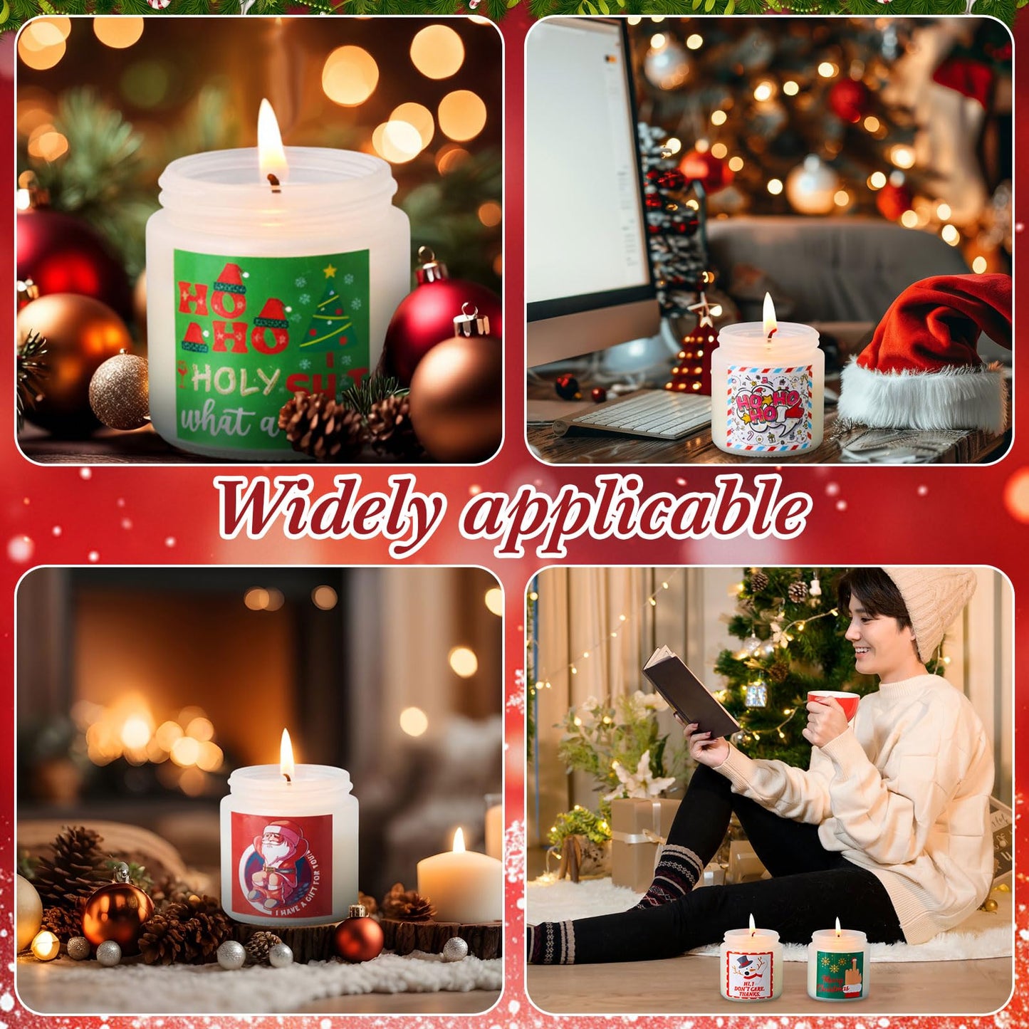 Conelist 12 Pcs Funny Christmas Scented Candles Xmas Funny Gifts for Women Offensive Candles Holiday Creativity Christmas Decor 3.5 oz Soy Wax Candle for New Year Give to Colleagues and Friends