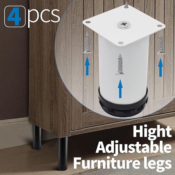 4 Inch Metal Furniture Legs Stainless Steel Adjustable Legs White Metal Legs