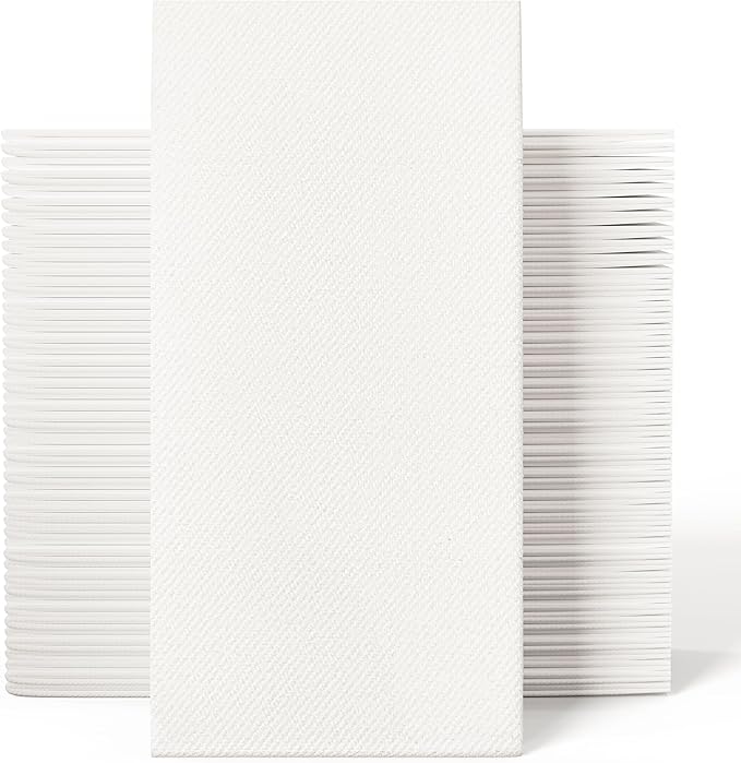 100 Count Disposable Hand Towels, Linen Feel Bathroom Hand Napkins, Soft And