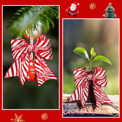 2 Rolls 2.5 Inch x 6 Yards Christmas Red and White Ribbon Christmas Candy Cane Wired Edge Ribbons DIY Craft for Xmas Tree Decorations Wreath Bows Making Gift Wrapping(Arcuate Stripes)